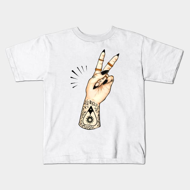 Ouija Hand - NO Kids T-Shirt by PaperTigress